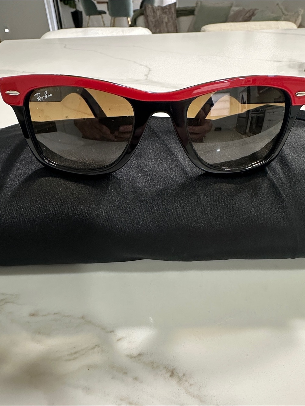 Ray-Ban Two-Tone Red and Black Wayfarer Sunglasses with Gradient Lenses